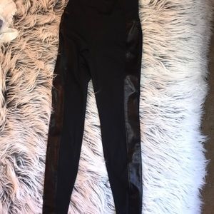Athleta leggings with leather detailing